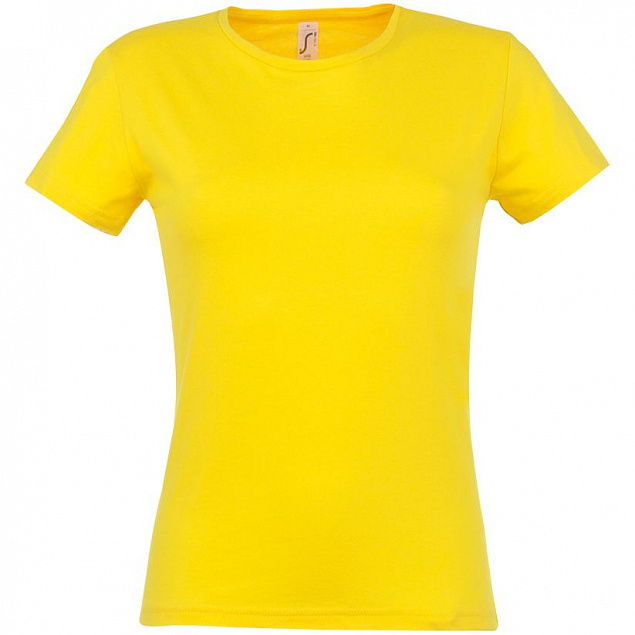 Футболка женская MISS 150, желтая с логотипом  заказать по выгодной цене в кибермаркете AvroraStore