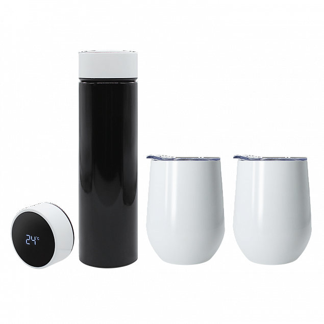 Набор Hot Box Duo C2B grey (черный с белым) с логотипом  заказать по выгодной цене в кибермаркете AvroraStore