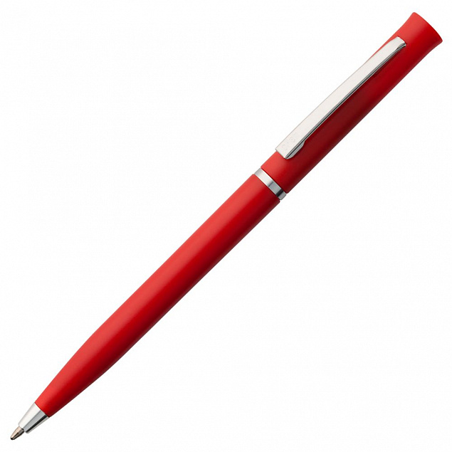 Ручка шариковая Euro Chrome, красная с логотипом  заказать по выгодной цене в кибермаркете AvroraStore