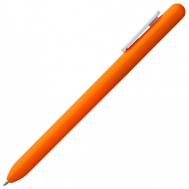 Ручка шариковая Slider, оранжевая с белым с логотипом  заказать по выгодной цене в кибермаркете AvroraStore