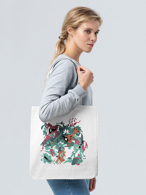 Холщовая сумка Floral, молочно-белая с логотипом  заказать по выгодной цене в кибермаркете AvroraStore