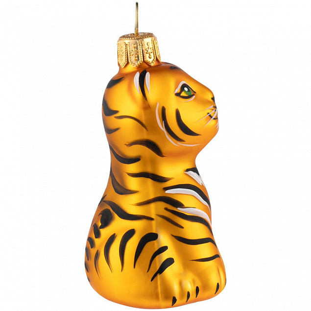 Елочная игрушка «Бенгальский тигренок» в коробке, золотой с росписью с логотипом  заказать по выгодной цене в кибермаркете AvroraStore