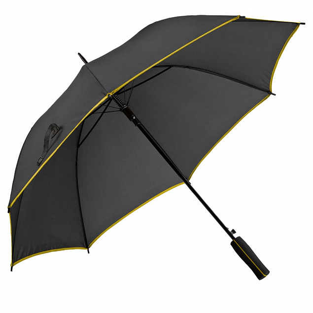 Зонт-трость Jenna, черный с желтым с логотипом  заказать по выгодной цене в кибермаркете AvroraStore