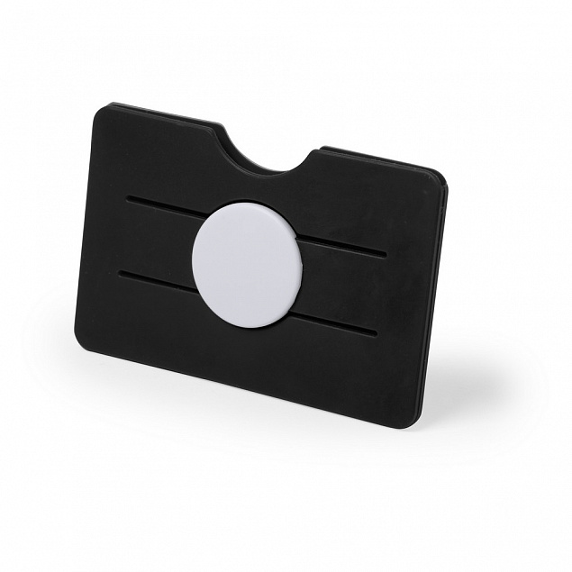 Держатель для карт RFID, черный-черный с логотипом  заказать по выгодной цене в кибермаркете AvroraStore