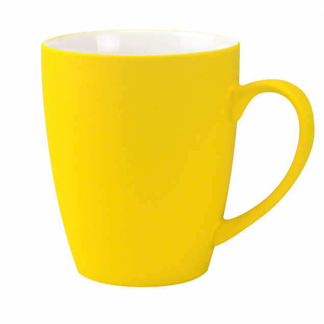 Кружка Elegante софт-тач 350мл - Желтый KK с логотипом  заказать по выгодной цене в кибермаркете AvroraStore