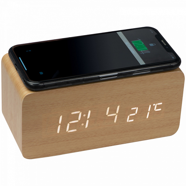 Часы с беспроводным зарядным устройством с логотипом  заказать по выгодной цене в кибермаркете AvroraStore