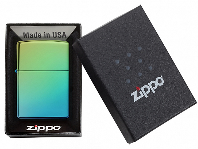 Зажигалка ZIPPO Classic с покрытием High Polish Teal с логотипом  заказать по выгодной цене в кибермаркете AvroraStore