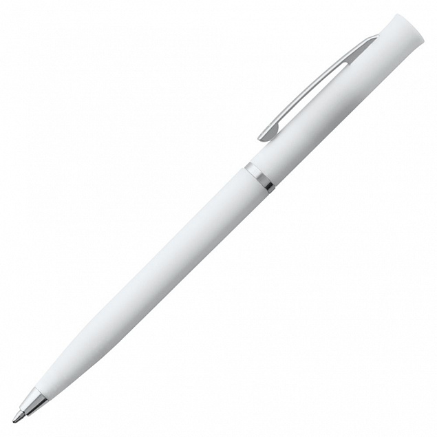 Ручка шариковая Euro Chrome, белая с логотипом  заказать по выгодной цене в кибермаркете AvroraStore