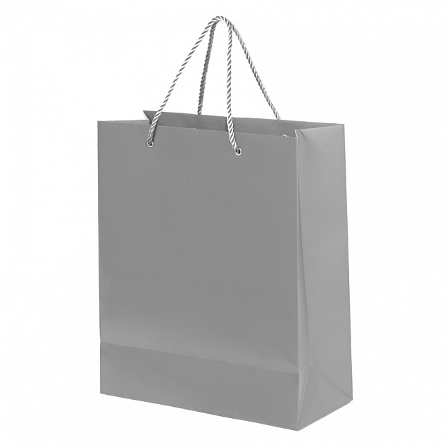 Пакет подарочный GLAM 270х120х320 мм, серый с логотипом  заказать по выгодной цене в кибермаркете AvroraStore