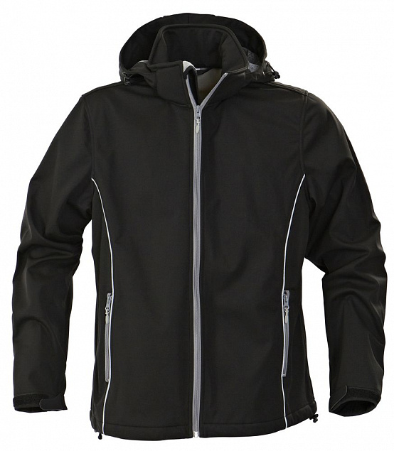 Куртка софтшелл мужская SKYRUNNING, черная с логотипом  заказать по выгодной цене в кибермаркете AvroraStore