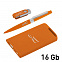 Набор ручка + флеш-карта 16Гб + зарядное устройство 4000 mAh в футляре, оранжевый, soft touch с логотипом  заказать по выгодной цене в кибермаркете AvroraStore
