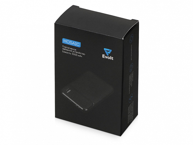 Внешний аккумулятор Evolt Mosaic, 5000 mAh, черный с логотипом  заказать по выгодной цене в кибермаркете AvroraStore