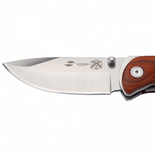 Складной нож Stinger 8236, коричневый с логотипом  заказать по выгодной цене в кибермаркете AvroraStore