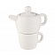 Набор чайный "Вавилон": чайник с чашкой, белый с логотипом  заказать по выгодной цене в кибермаркете AvroraStore