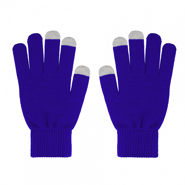 Перчатки мужские для работы с сенсорными экранами, синие с логотипом  заказать по выгодной цене в кибермаркете AvroraStore