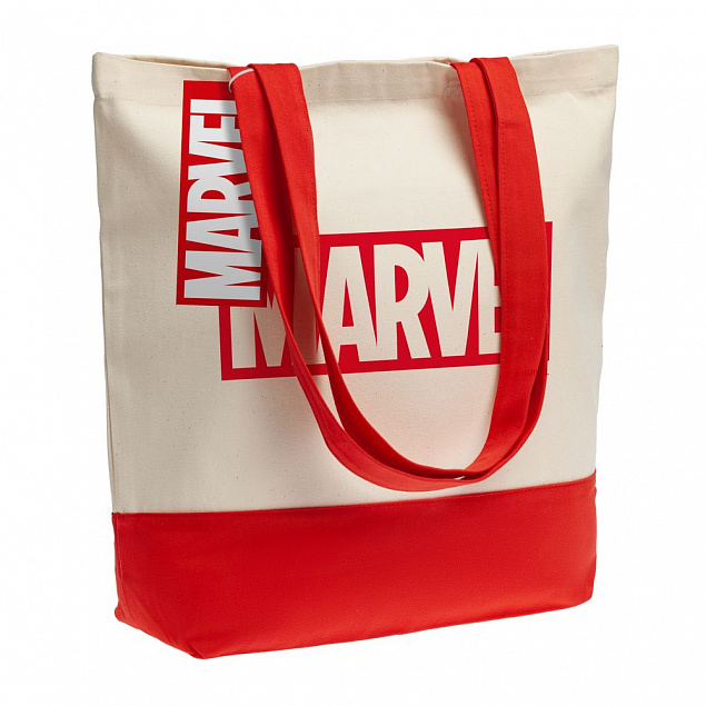 Холщовая сумка Marvel, красная с логотипом  заказать по выгодной цене в кибермаркете AvroraStore