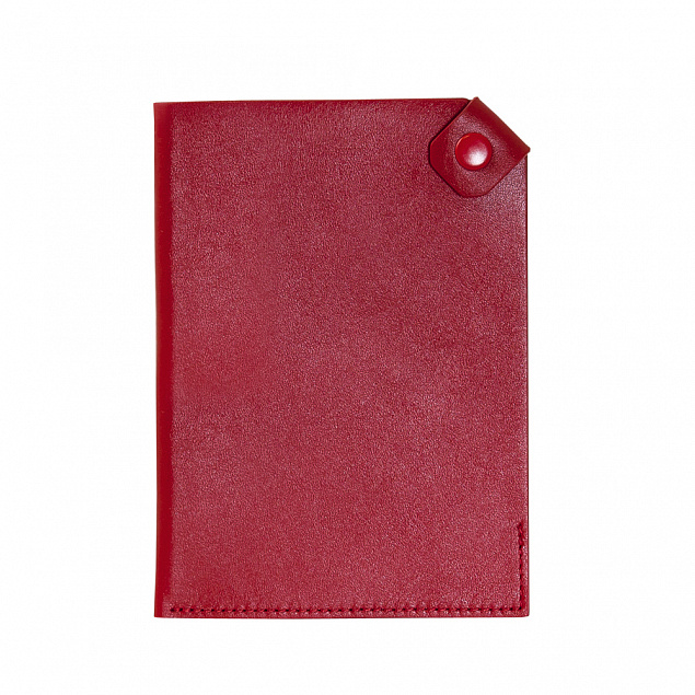 Чехол для паспорта PURE 140*90 мм., застежка на кнопке, натуральная кожа (гладкая), красный с логотипом  заказать по выгодной цене в кибермаркете AvroraStore
