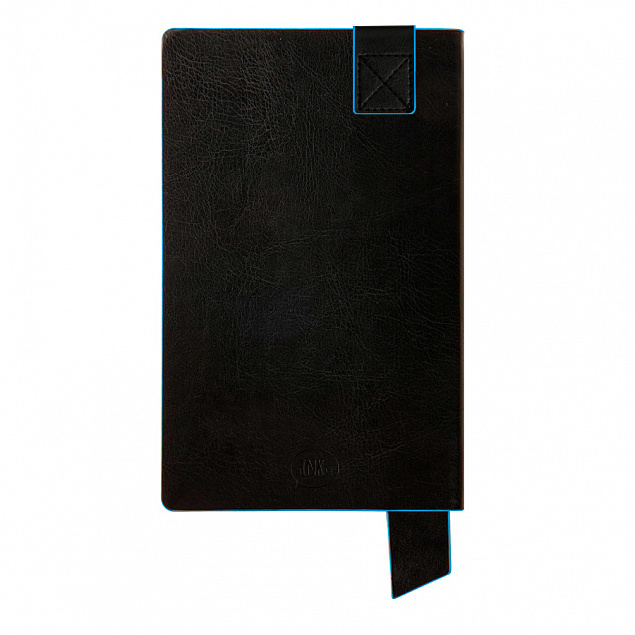 Бизнес-блокнот "Trendi", 130*210 мм, черно-голубой, мягкая обложка, в линейку с логотипом  заказать по выгодной цене в кибермаркете AvroraStore
