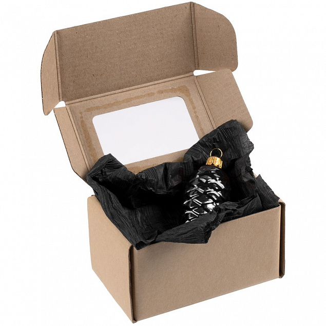 Елочная игрушка «Шишка» в коробке, графит с логотипом  заказать по выгодной цене в кибермаркете AvroraStore
