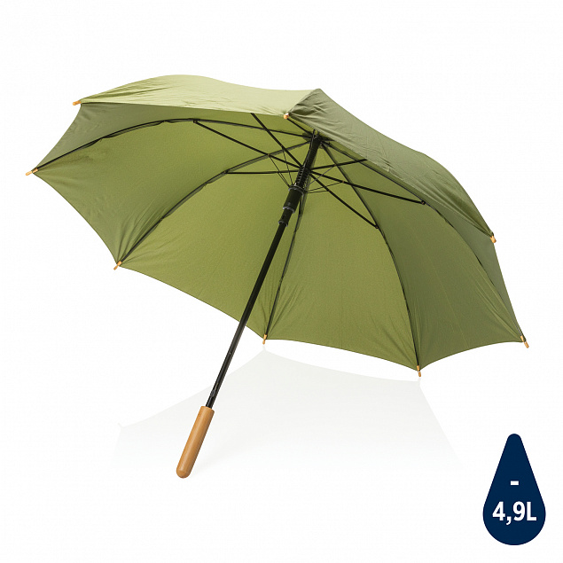 Автоматический зонт-трость с бамбуковой рукояткой Impact из RPET AWARE™, d103 см с логотипом  заказать по выгодной цене в кибермаркете AvroraStore