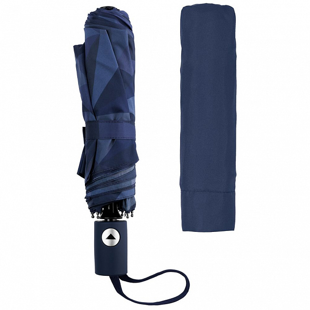 Складной зонт Gems, синий с логотипом  заказать по выгодной цене в кибермаркете AvroraStore