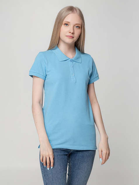 Рубашка поло женская Virma Lady, голубая с логотипом  заказать по выгодной цене в кибермаркете AvroraStore