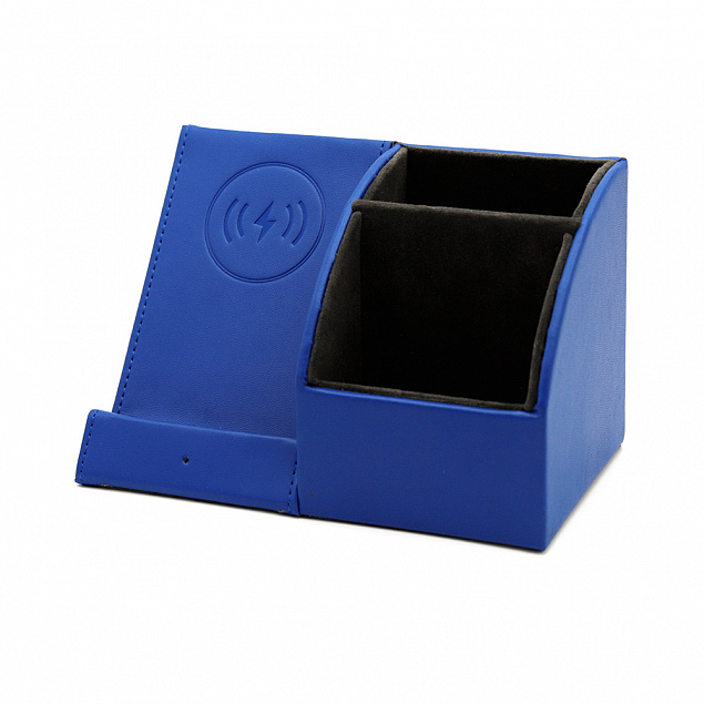 Настольный органайзер Prestige c беспроводной зарядкой - Синий HH с логотипом  заказать по выгодной цене в кибермаркете AvroraStore