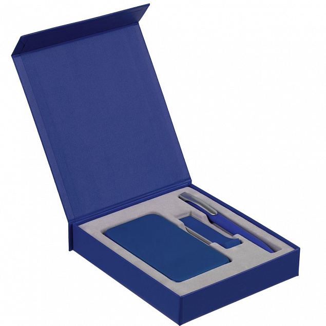 Коробка Latern для аккумулятора 5000 мАч, флешки и ручки, синяя с логотипом  заказать по выгодной цене в кибермаркете AvroraStore