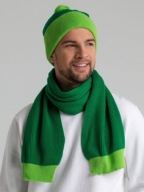 Шарф Snappy, зеленый с салатовым с логотипом  заказать по выгодной цене в кибермаркете AvroraStore