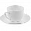 Кофейная пара Mansion Select, белая с серебристой отводкой с логотипом  заказать по выгодной цене в кибермаркете AvroraStore
