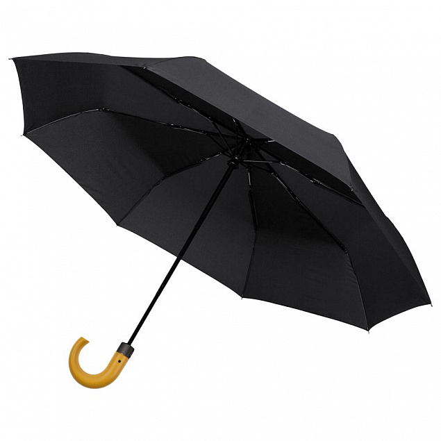 Зонт складной Classic, черный с логотипом  заказать по выгодной цене в кибермаркете AvroraStore