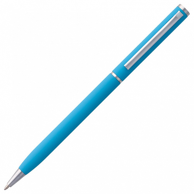 Ручка шариковая Hotel Chrome, ver.2, голубая с логотипом  заказать по выгодной цене в кибермаркете AvroraStore