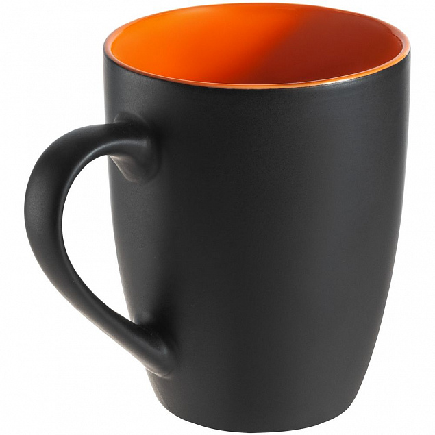 Кружка Bright Tulip, матовая, черная с оранжевым с логотипом  заказать по выгодной цене в кибермаркете AvroraStore