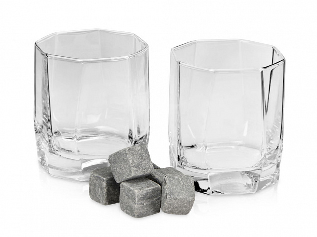 Набор для виски: 2 бокала, 6 камней, мешочек, коробка с логотипом  заказать по выгодной цене в кибермаркете AvroraStore