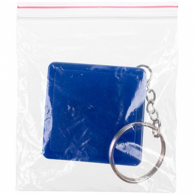 Брелок с рулеткой Square ver.2, синий с логотипом  заказать по выгодной цене в кибермаркете AvroraStore