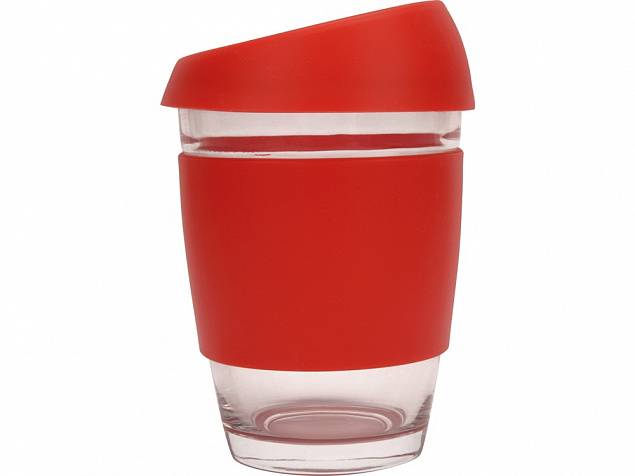 Стеклянный стакан с силиконовой крышкой и манжетой Monday с логотипом  заказать по выгодной цене в кибермаркете AvroraStore