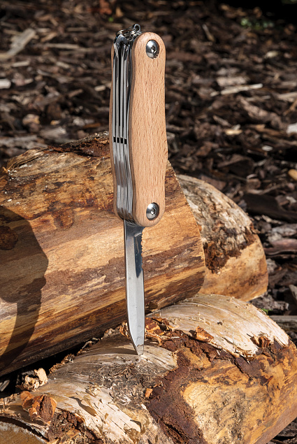 Карманный нож Wood, коричневый с логотипом  заказать по выгодной цене в кибермаркете AvroraStore
