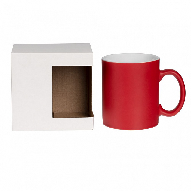 Коробка для кружки с окном Cupcase, белая с логотипом  заказать по выгодной цене в кибермаркете AvroraStore