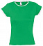 Футболка женская MOOREA 170, ярко-зеленая с белой отделкой с логотипом  заказать по выгодной цене в кибермаркете AvroraStore