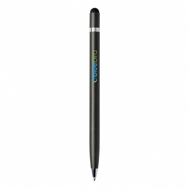Металлическая ручка Simplistic, темно-серый с логотипом  заказать по выгодной цене в кибермаркете AvroraStore
