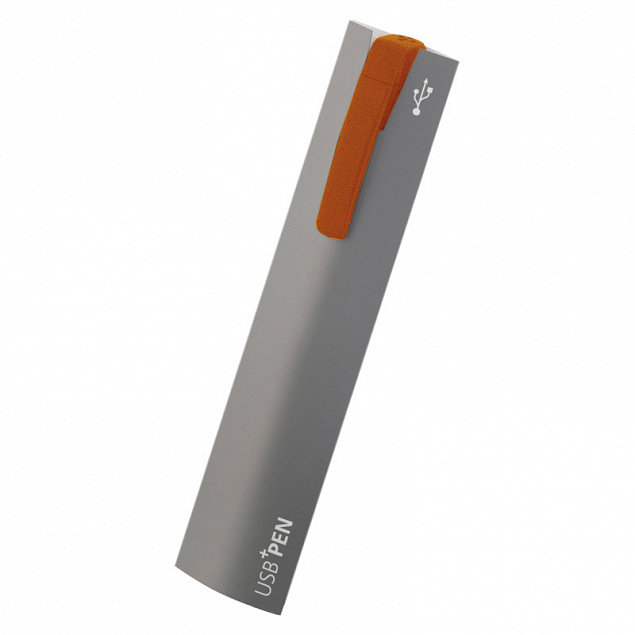 Ручка с флеш-картой USB 8GB «TURNUSsoftgrip M», оранжевый с логотипом  заказать по выгодной цене в кибермаркете AvroraStore