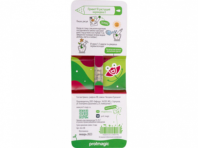 «Растущий карандаш» mini с семенами гвоздики с логотипом  заказать по выгодной цене в кибермаркете AvroraStore