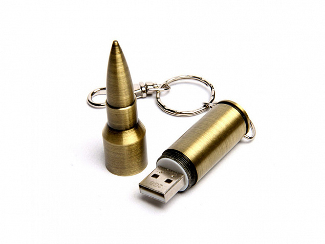 USB 2.0- флешка на 8 Гб в виде патрона от АК-47 с логотипом  заказать по выгодной цене в кибермаркете AvroraStore