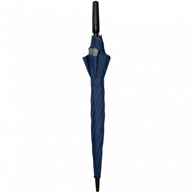 Зонт-трость Fiber Move AC, темно-синий с серым с логотипом  заказать по выгодной цене в кибермаркете AvroraStore