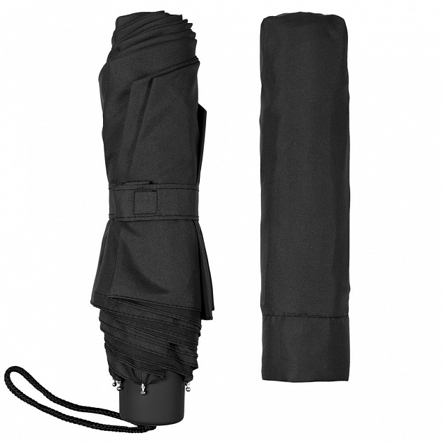 Зонт складной Light, черный с логотипом  заказать по выгодной цене в кибермаркете AvroraStore