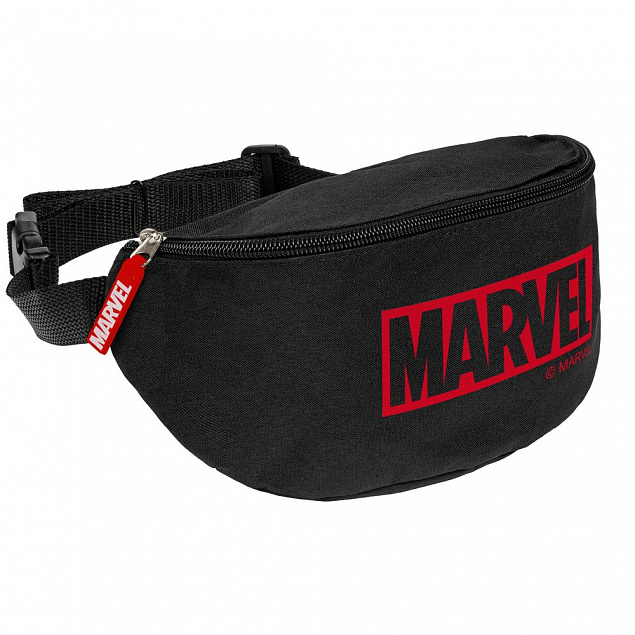 Поясная сумка Marvel, черная с логотипом  заказать по выгодной цене в кибермаркете AvroraStore