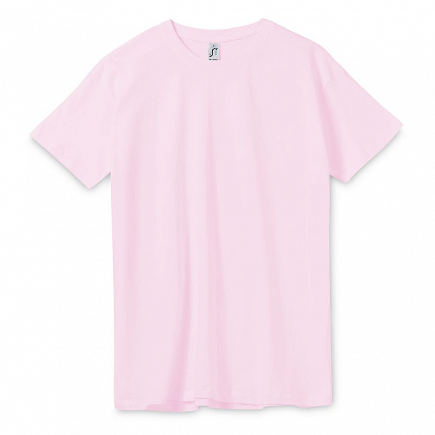 Футболка унисекс Regent 150, светло-розовая с логотипом  заказать по выгодной цене в кибермаркете AvroraStore