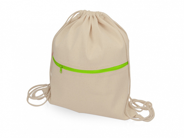 Рюкзак-мешок хлопковый Lark с цветной молнией с логотипом  заказать по выгодной цене в кибермаркете AvroraStore