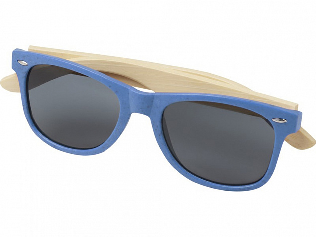 Sun Ray очки с бамбуковой оправой, process blue с логотипом  заказать по выгодной цене в кибермаркете AvroraStore