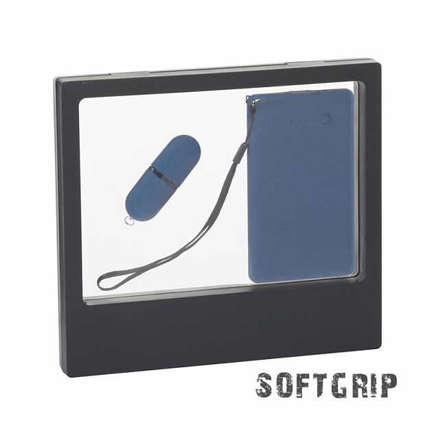 Подарочный набор "Камень" с покрытием soft grip на 3 предмета, синий с логотипом  заказать по выгодной цене в кибермаркете AvroraStore